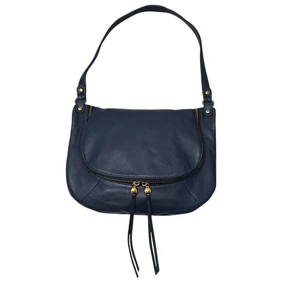 HOBO Handbags - HOBO Fern Medium Shoulder Bag Navy Pebbled Leather Brass Hardware Slouchy